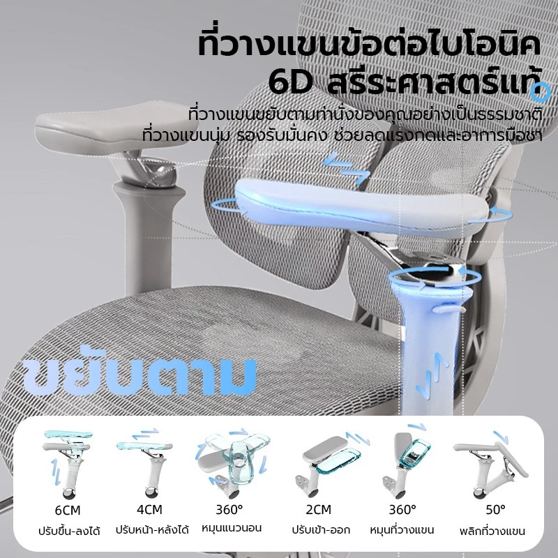 Xpanse T9 เก้าอี้สุขภาพ Ergonomic Chair ที่รองรับเอวสองปีกแบบลอย ตาข่ายระบายอากาศ มาพร้อมระบบปรับความสูงพนักพิง ที่วางแขนปรับได้ 6D หมอนรองศีรษะลดแรงกดทับ 4D การปรับความลึกของเบาะนั่ง เก้าอี้ทำงาน เก้าอี้คอม thumbnail 8