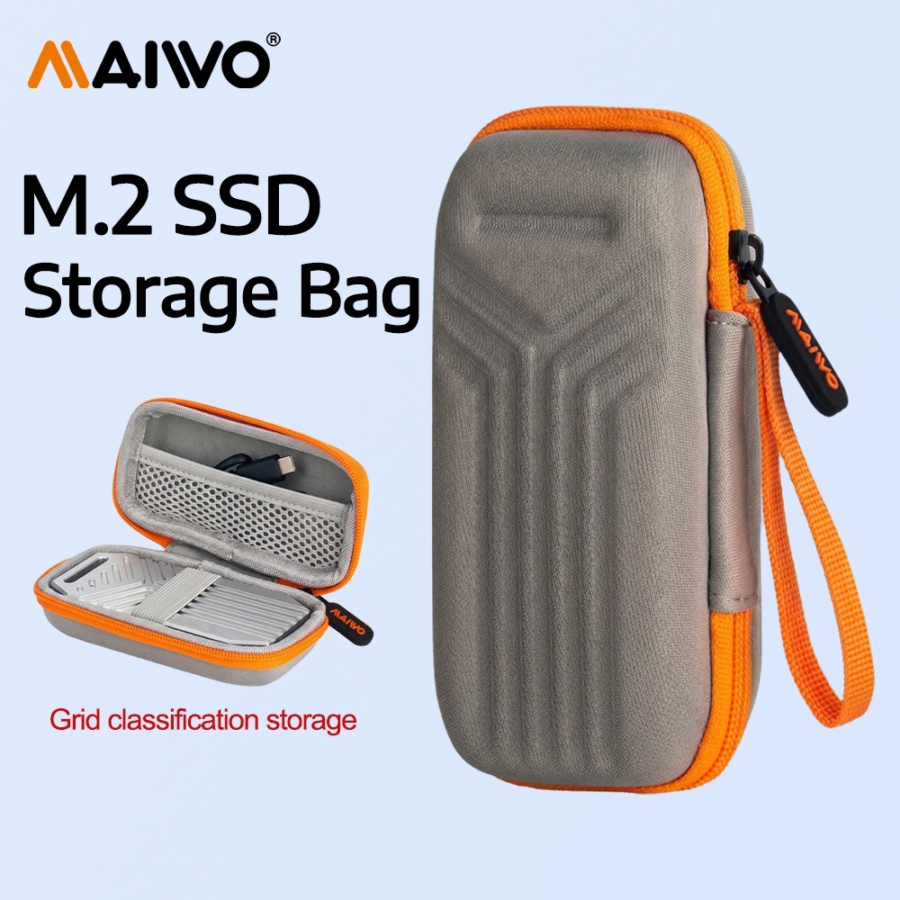 MAIWO M.2 SSD กระเป๋าป้องกันกระเป๋าสําหรับ M.2/2.5 "SSD/HDD ฮาร์ดไดรฟ์ภายนอกหูฟัง Data Line HDD กระเ