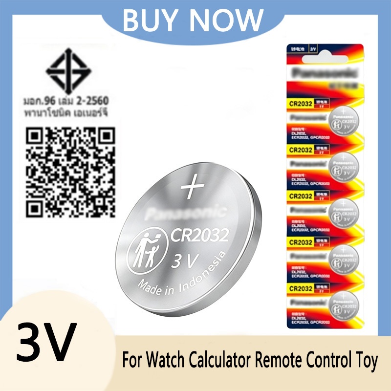 5 ชิ้น CR2032 CR 2032 DL2032 ECR2032 BR2032 แบตเตอรี่ลิเธียม 3V Kalkulator Jam รีโมทคอนโทรล Mainan Tombol Sel