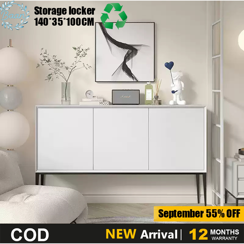 โมเดิร์น Sideboard ตู้สีขาว 3 ประตูตู้โลหะขา Almari Dapur Minimalist Kabinet Hiasan ร่วง Tamu ห้องนั่งเล่นห้องโถงจัดเก็บตู้