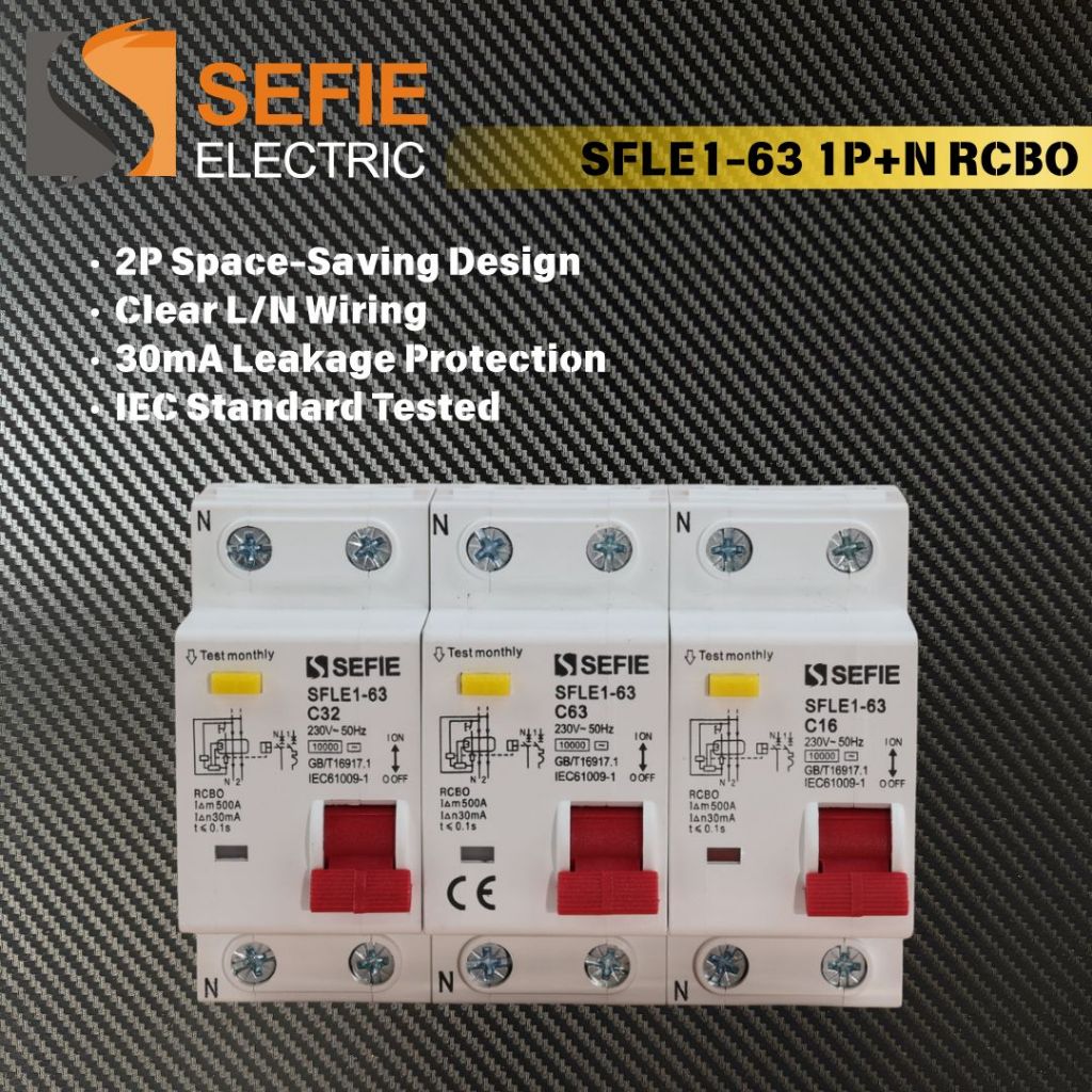 SEFIE 1P+N RCBO 16A–63A 30mA | โรงงานโดยตรง | การรับประกันคุณภาพ