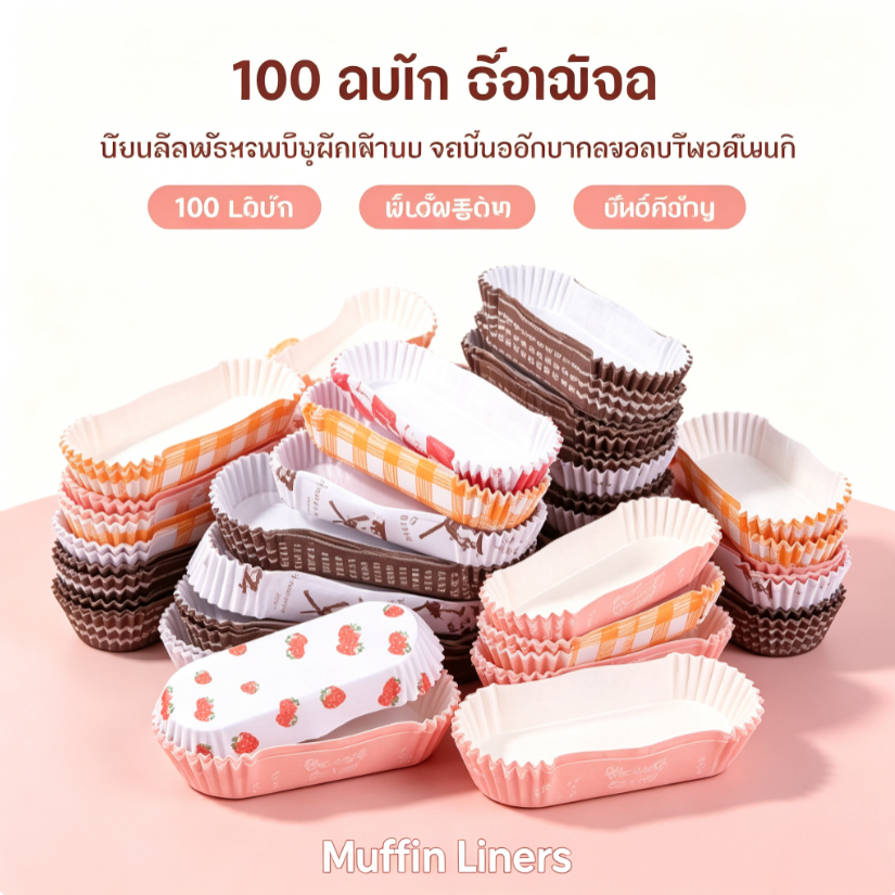 100 ชิ้นทิ้ง Cupcake Liners Greaseproof ถ้วยเบเกอรี่ Non-Sti กระดาษเบเกอรี่ถ้วยเรือรูปร่างเค้กกระดาษ Mufin Liners
