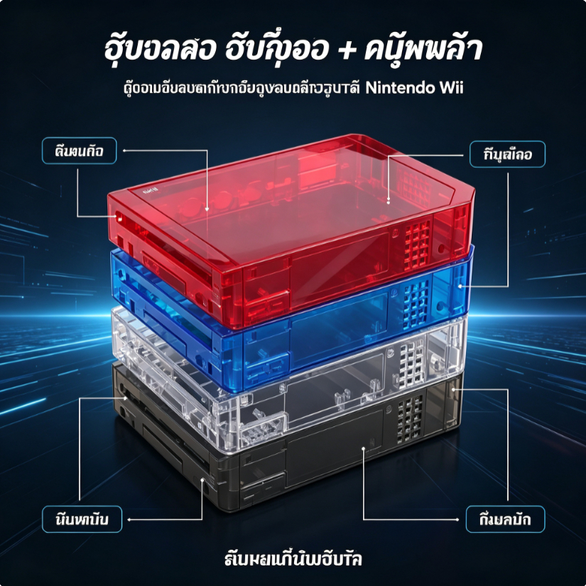 ชุดบอดี้เคส Wii ครบชุด ฝาครอบ + ปุ่มกด สำหรับเครื่องเกม Nintendo Wii เกรดพรีเมียม ทนทาน