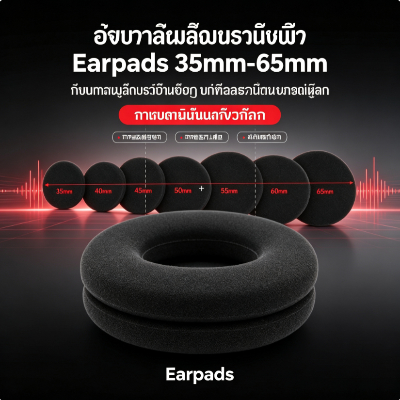ฟองน้ำครอบหู Earpads ขนาด 35mm-65mm นวมเปลี่ยนหูฟัง ฟองน้ำหนาพิเศษ เสียงไม่เพี้ยน (พร้อมส่ง)