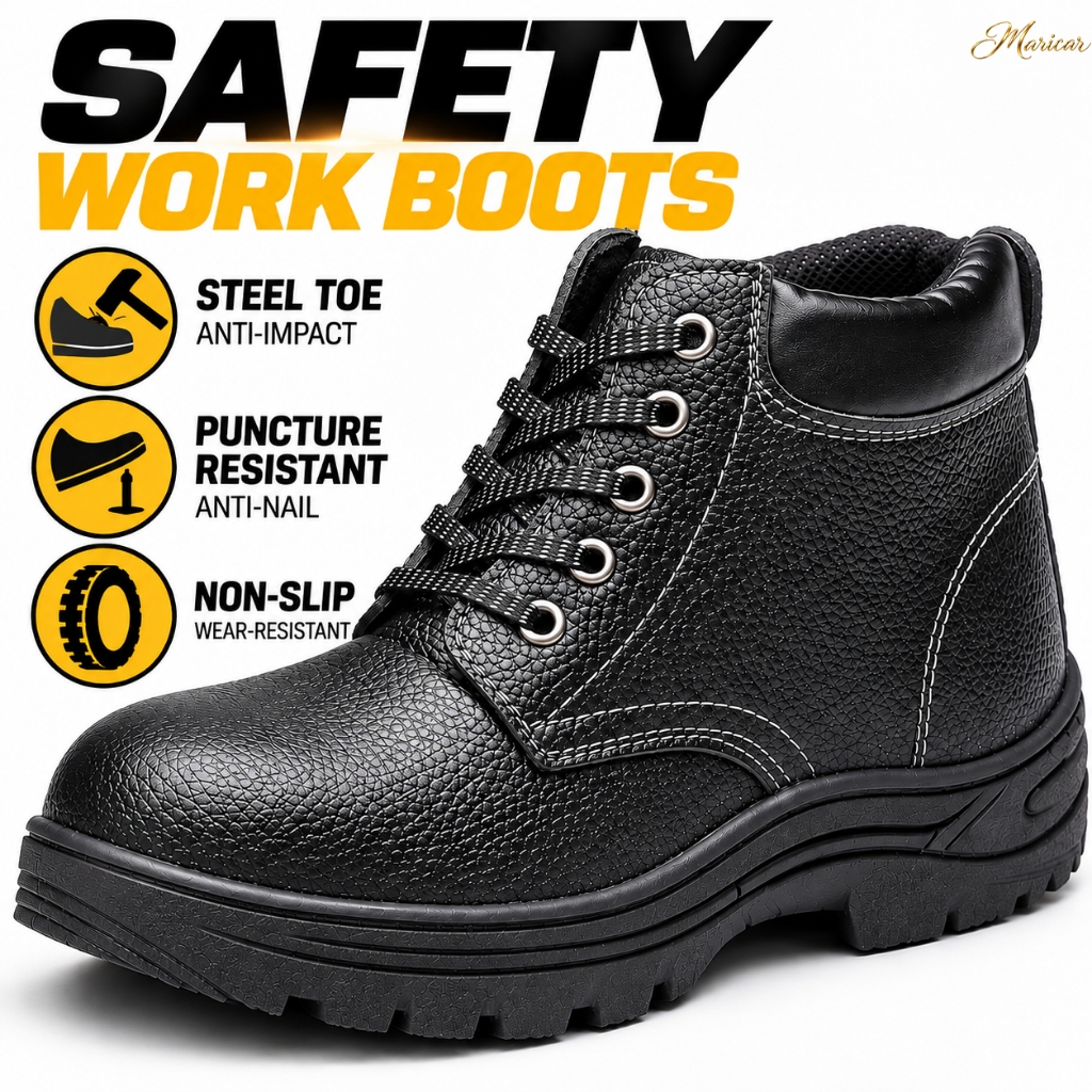 ความปลอดภัยรองเท้าทํางานเหล็ก Toe Anti-Puncture ลื่นสวมใส่รองเท้าทํางานสูงด้านบน