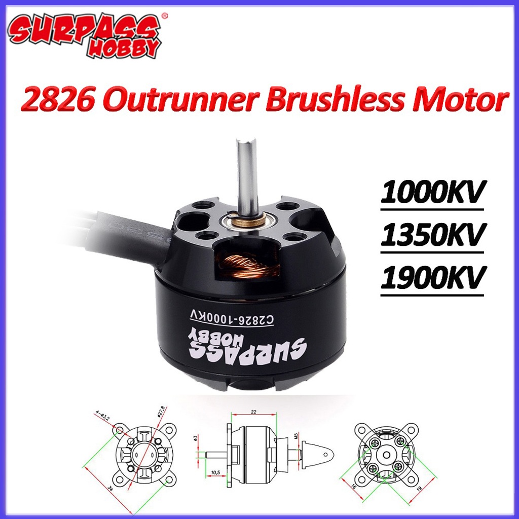 SURPASS HOBBY C2826 2826 1000KV 1350KV 1900KV มอเตอร์ไร้แปรงสําหรับ RC เครื่องบินปีกคงที่เครื่องร่อน