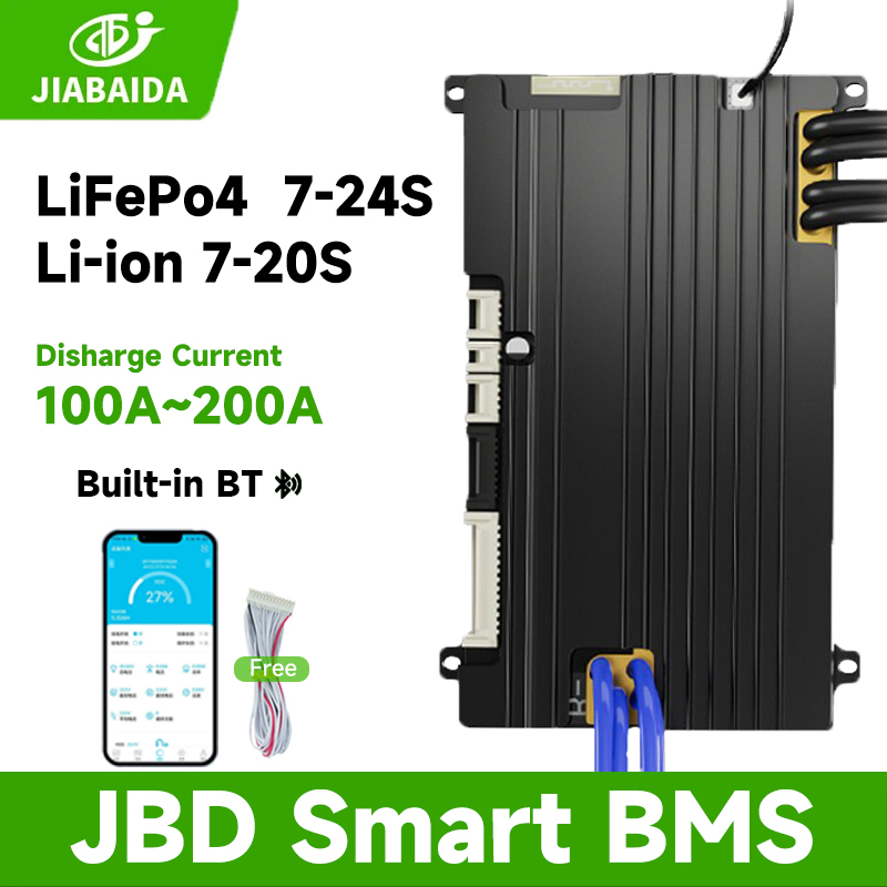 JBD BMS สมาร์ทบลูทูธ APP Balance LiFePo4 Li-ion 7S-24S 8S 10S 13S 16S 20S 80A 100A 200A JIABAIDA