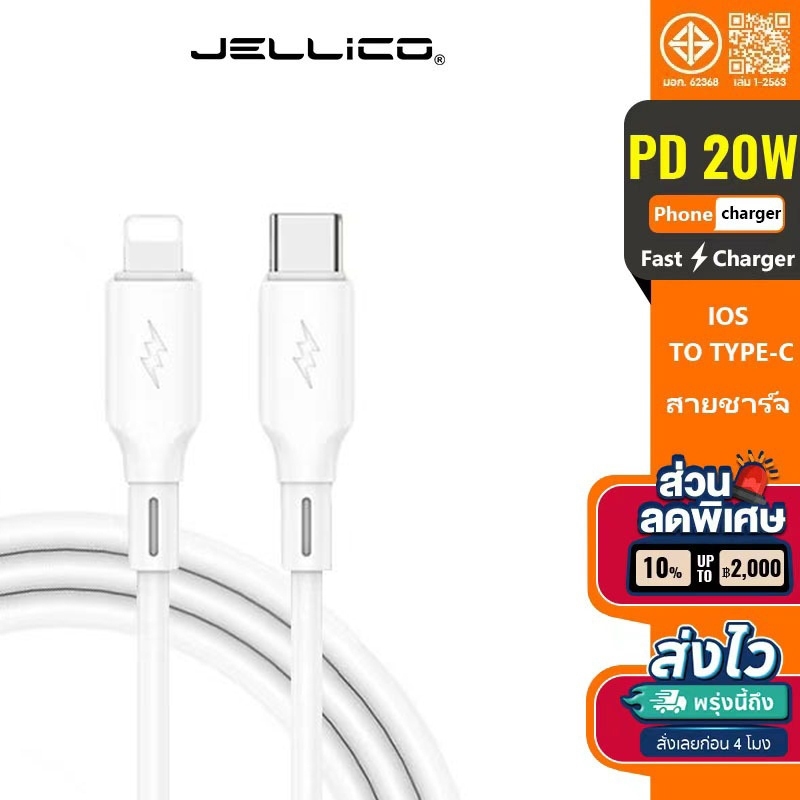 Jellico B24 PD 30W Type C To iP Cable Fast Charging Charger Type C Cable USBC Data Wire Cord