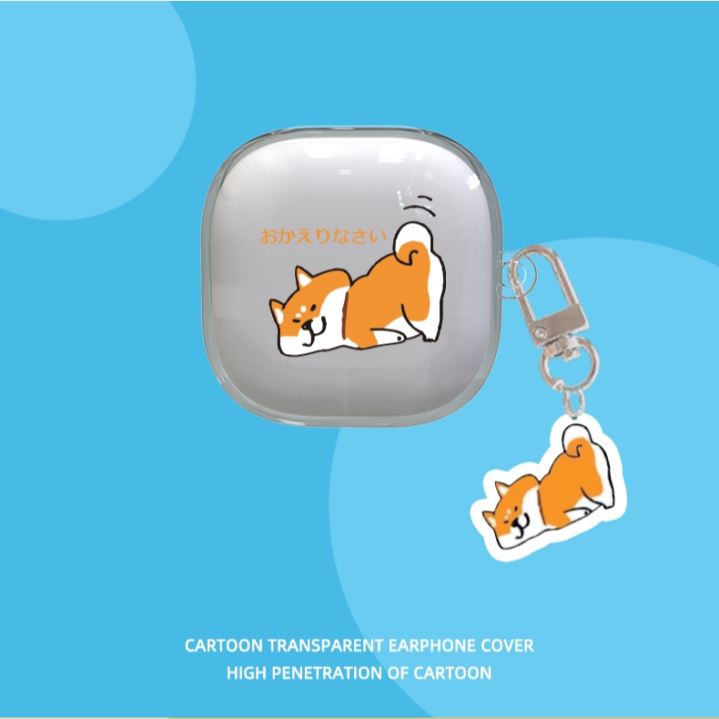 Compatible with Sony LinkBuds Clip Bluetooth earphones transparent shockproof protective case with cute little dog pattern and pendant