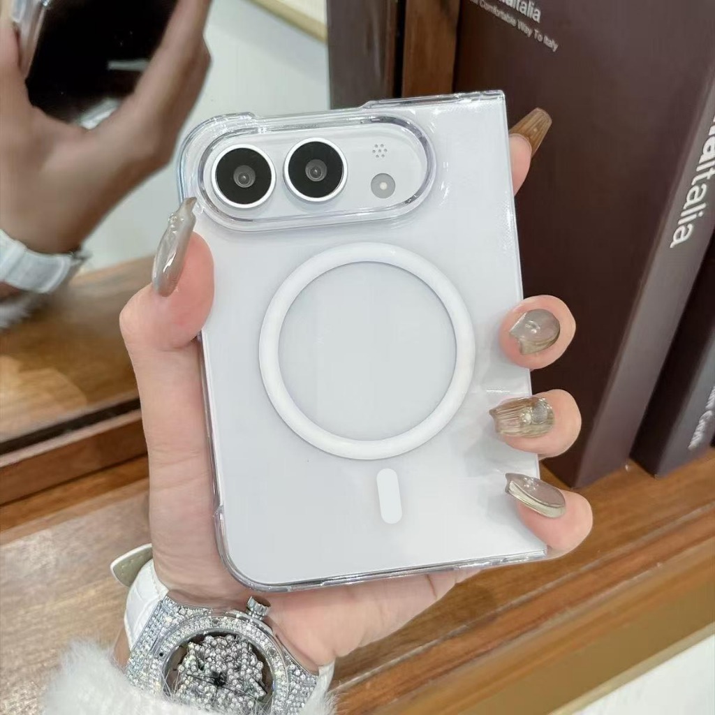 สําหรับ iPhone Duo/Ultra 18 FOLD ไร้สายชาร์จแม่เหล็กสําหรับ iPhone Duo18 พับคริสตัลหรูหรา PC ฝาหลัง