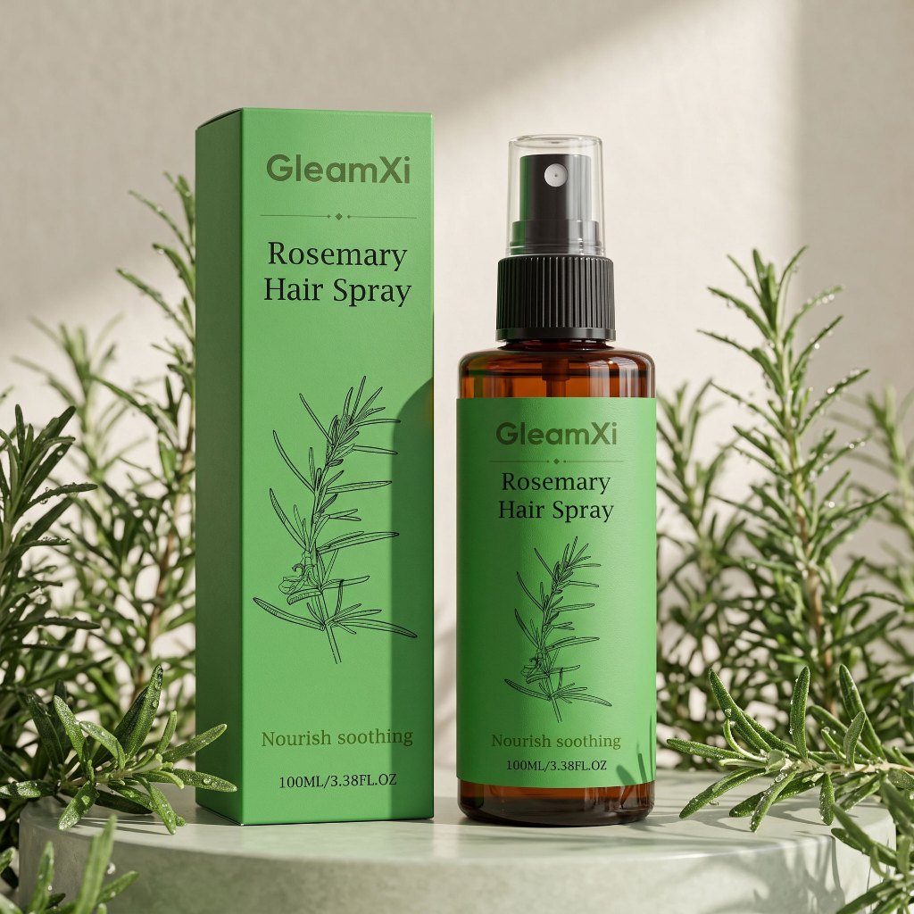 GleamXi Rosemary Hair Spray 100ML, Nourishing Refreshing Non-Sticky Hair Spray สําหรับผมเงางามเรียบเ