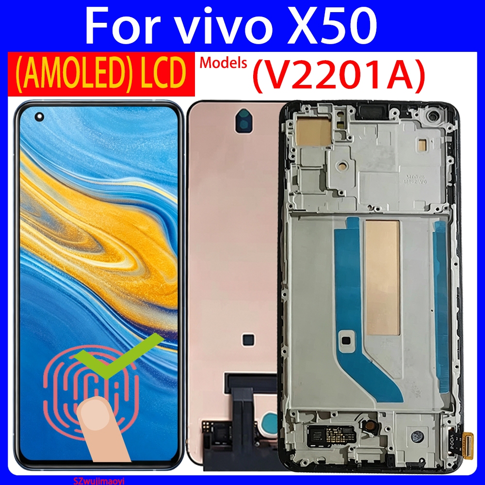 6.56" Original AMOLED สําหรับ Vivo X50 จอแสดงผล LCD สําหรับ Vivo X50 (V2201A) LCD + กรอบ