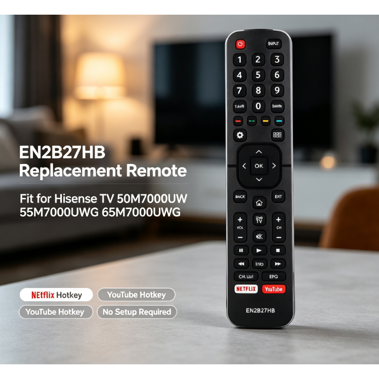 EN2B27HB เปลี่ยนรีโมทคอนโทรลสําหรับ Hisense TV 50M7000UW 55M7000UWG 65M7000UWG พร้อม Netflix YouTube