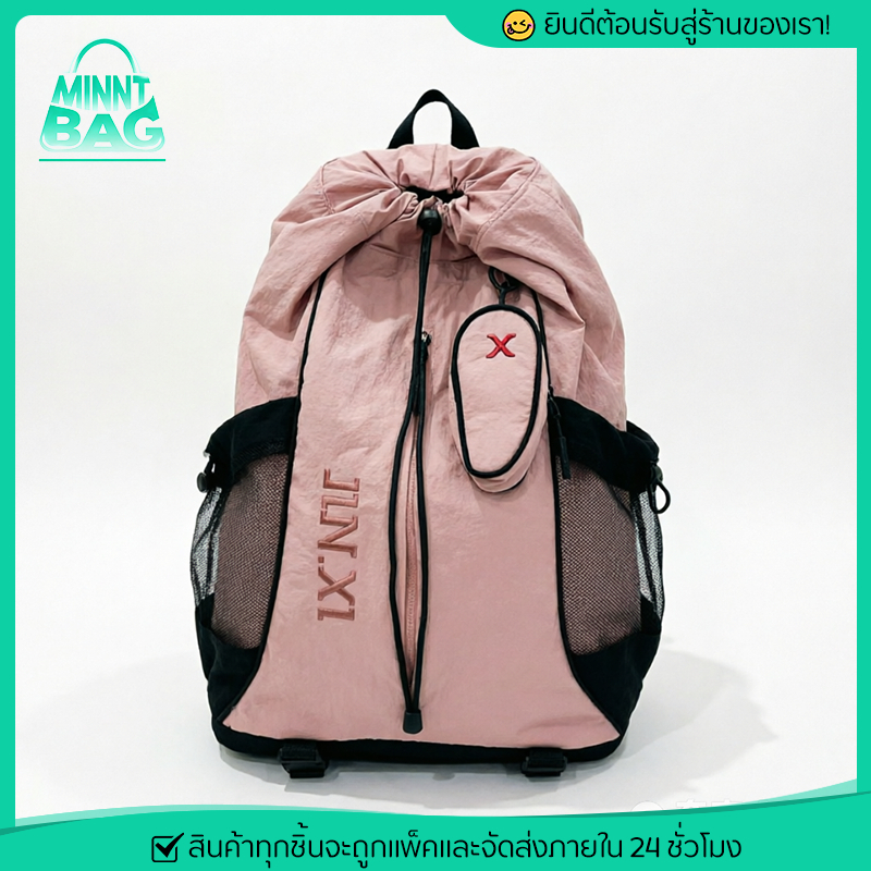 MINNT BAG กระเป๋าเป้สะพายหลัง ทรงสปอร์ต จุของได้เยอะ ทรง รูดเชือก กันน้ำ ใส่ไม้แบดได้ แฟชั่นเกาหลี นักเรียน นักศึกษา เที่ยว