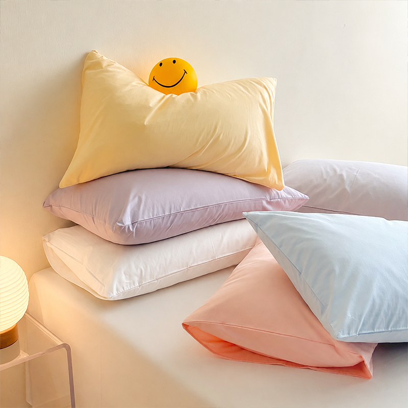 Lumi ปลอกหมอนหนุนสีพื้น 48x74 ซม. ผ้าฝ้าย 100% สไตล์เกาหลี นุ่มสบาย อ่อนโยนต่อผิว ระบายอากาศดี หลายสี