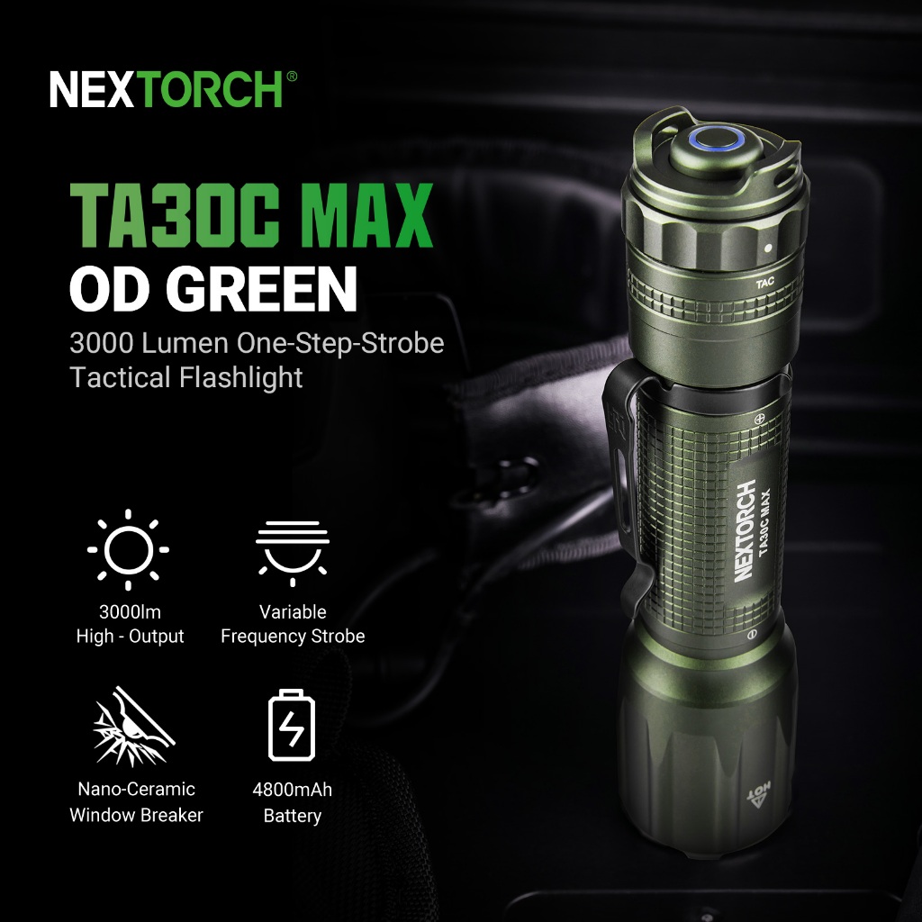 NEXTORCH TA30C MAX ไฟฉายแบบชาร์จไฟได้กันน้ํา High Lumens 3000 Lumens ไฟฉาย LED