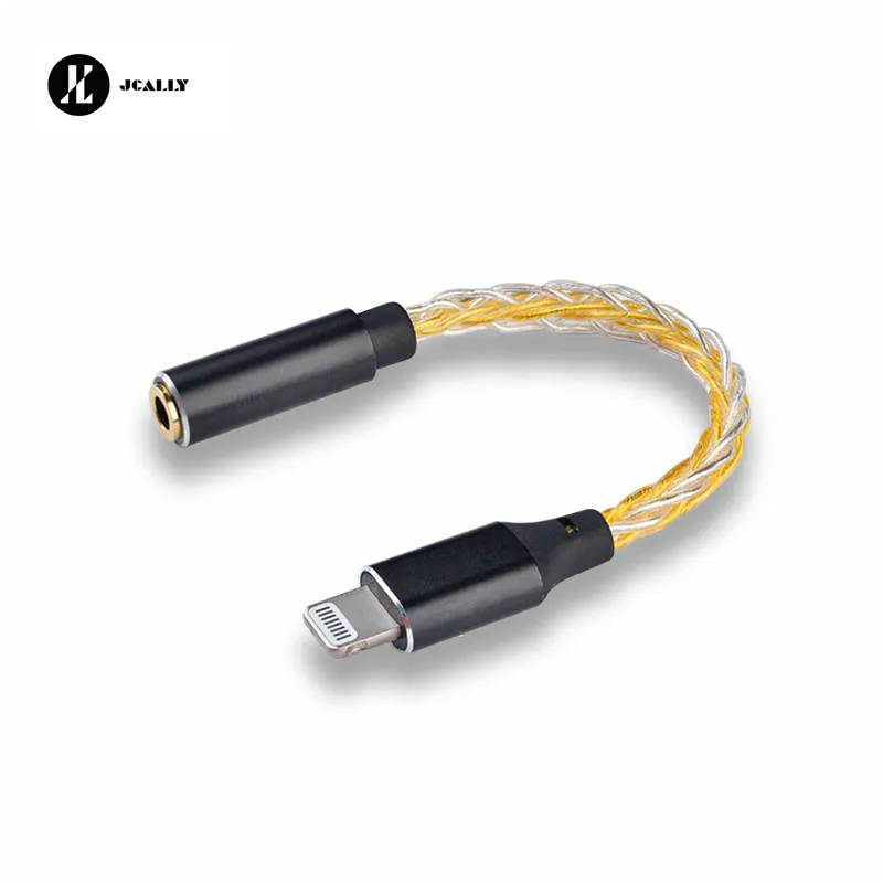 JCALLY JM08L HiFi หูฟังเครื่องขยายเสียง 3.5 มม.ถึง Lightning หูฟังอะแดปเตอร์ C101 DAC 8 ขาตั้ง Silve