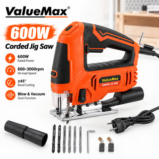 VALUEMAX 600W เลื่อยจิ๊กแบบมีสายสีส้มสีดําเครื่องมือไฟฟ้าตัดไม้ปลั๊ก VDE