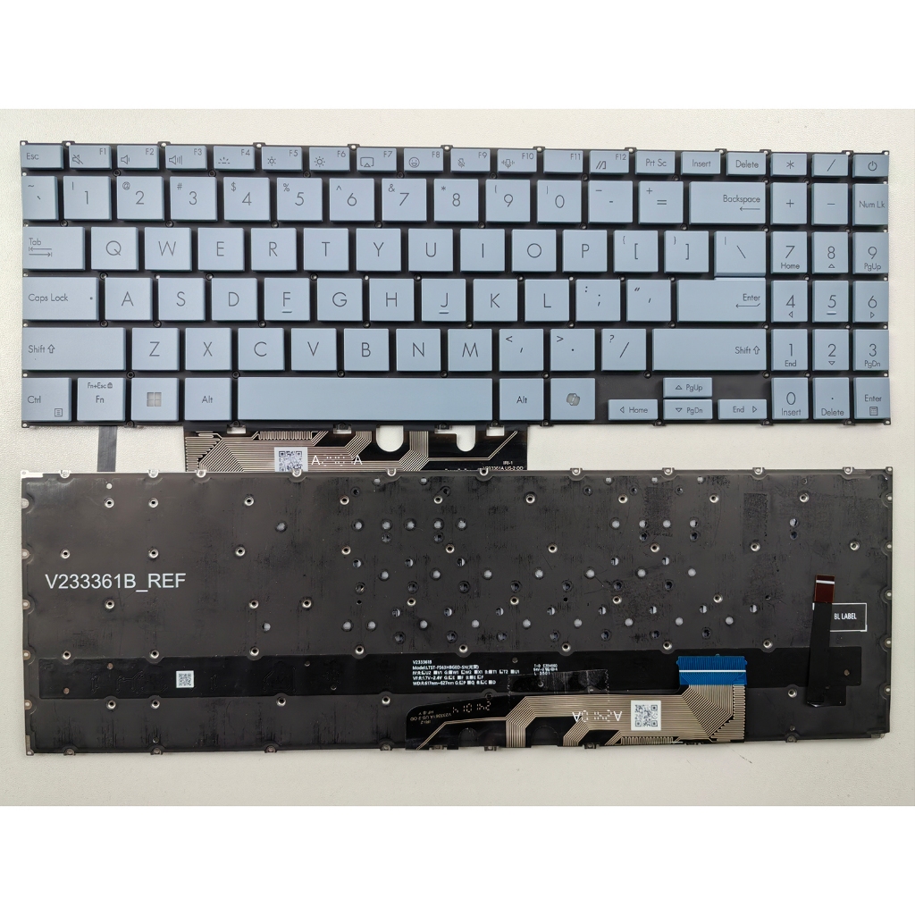 แป้นพิมพ์แล็ปท็อปสําหรับ ASUS Vivobook S15 Pro15 S5506M M5506U S5507Q S5606S RGB AI US Backlit เงิน