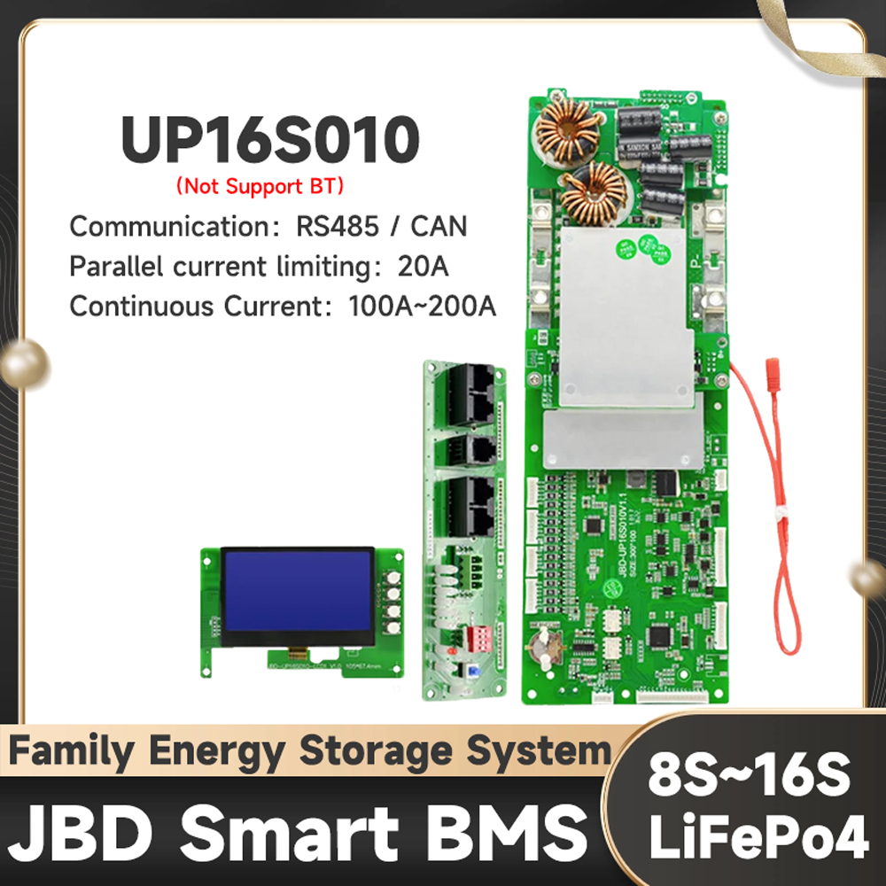 JBD BMS UP16S010 LiFePO4 16S 48V Home Energy Storage ESS 100A Discharge BMS พร้อม LCD UART RS485 สาม