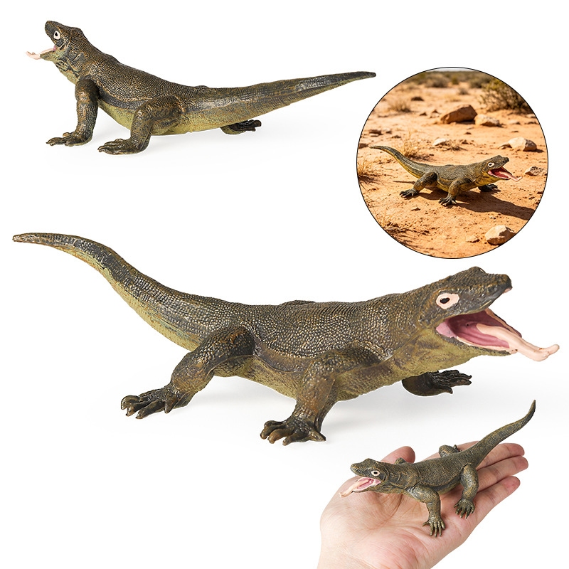 สัตว์เลื้อยคลาน Komodo Dragon Vranus Komodoensis จําลองเด็กวิทยาศาสตร์ของเล่นเพื่อการศึกษาความรู้ควา