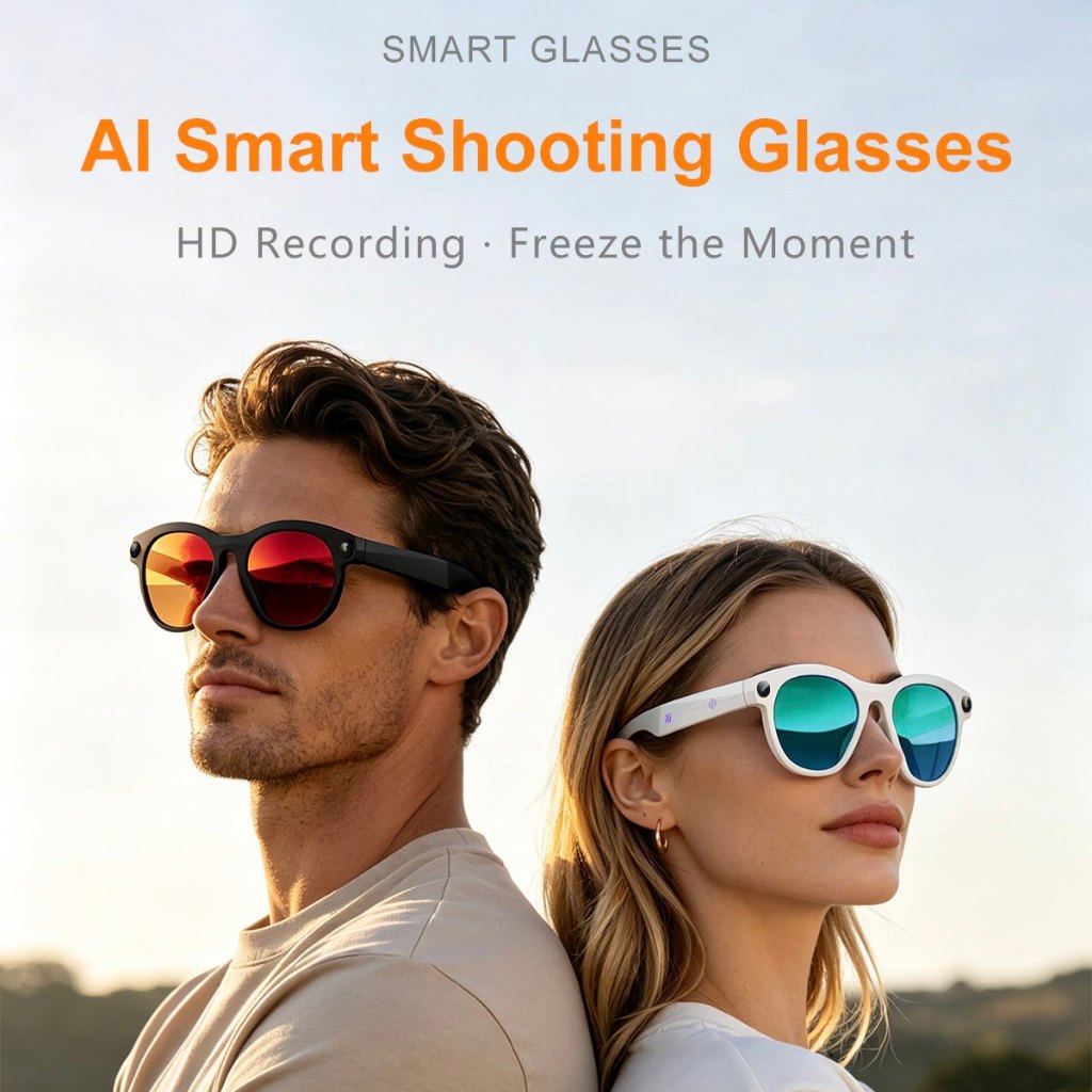 M88pro 5mp HD กล้องสมาร์ท Al กล้องแว่นตาสมาร์ท Voice Assistant Anti Blue-Light แว่นตากันแดดเพลง VS G
