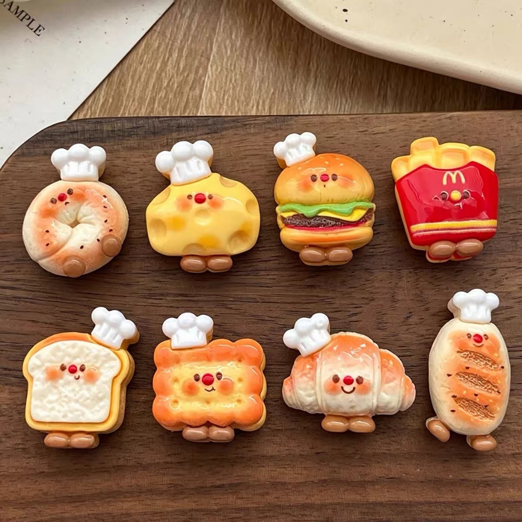 การ์ตูนการ์ตูน 3D สามมิติ Burger French Fries สติกเกอร์ตู้เย็น Candy ของเล่นสร้างสรรค์สติกเกอร์แม่เหล็กน่ารักตกแต่งห้องครัว DIY ตู้เย็นสติกเกอร์แม่เหล็ก
