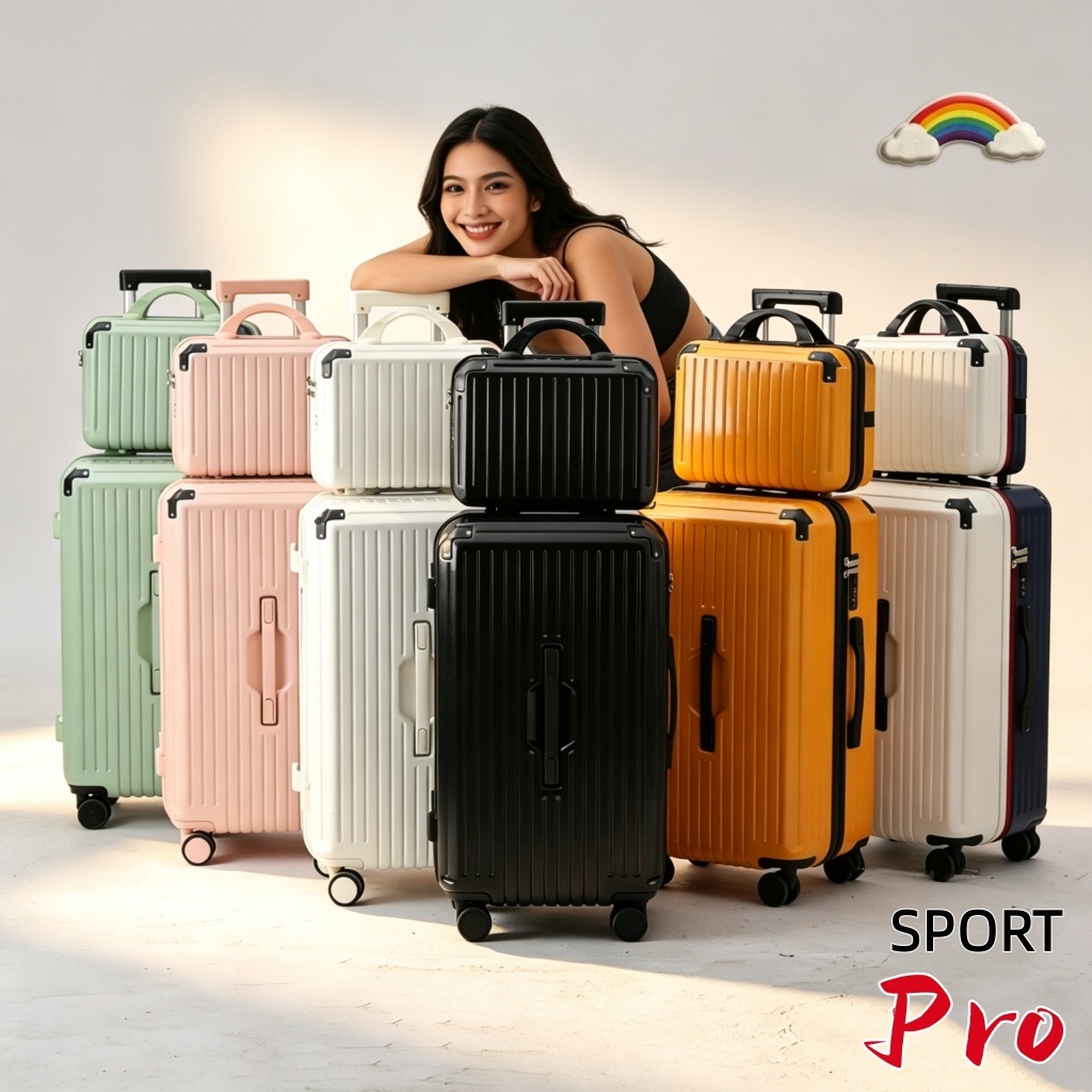 กระเป๋าเดินทางทรงถัง 20/26/32 นิ้ว Sport กระเป๋าเดินทางกันน้ำ ชาร์จ USB Baggage luggage