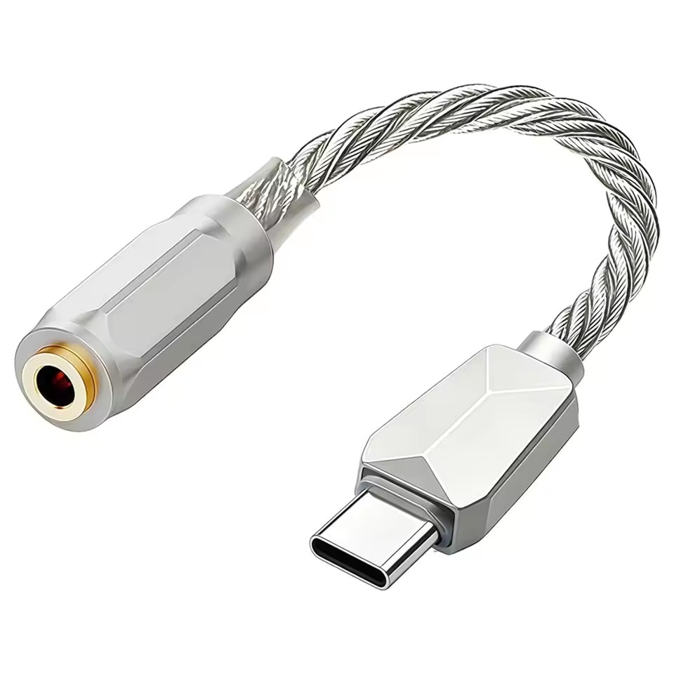 ประเภท C ถึง 3.5 มม.อะแดปเตอร์เสียง HiFi DAC Silver-Plated สาย KT02H20 AUX Converter สําหรับอุปกรณ์ 