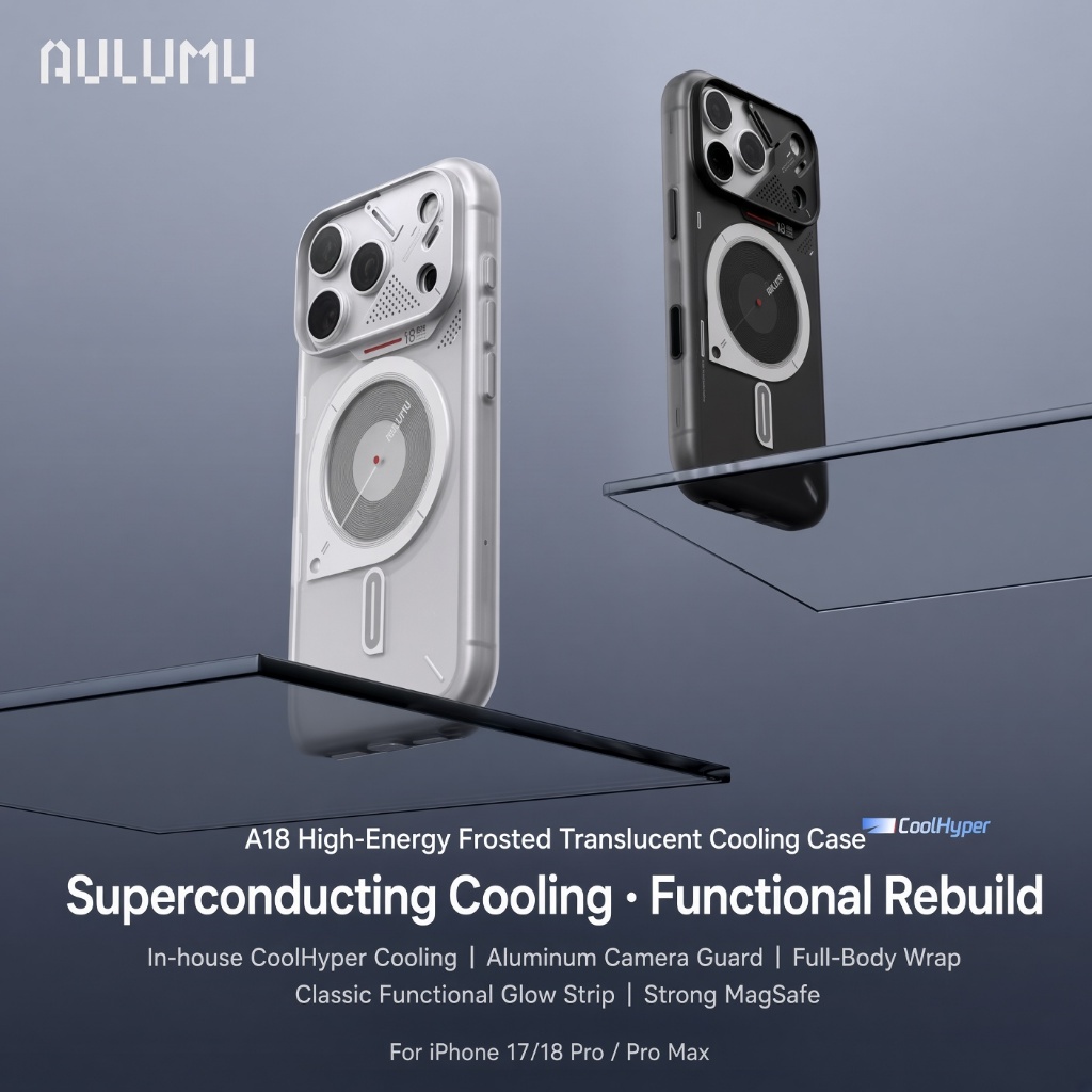 AULUMU A18 Frosted Translucent Cooling MagSafe Comptible Case สําหรับ iPhone 17/18 Pro Max กันกระแทก