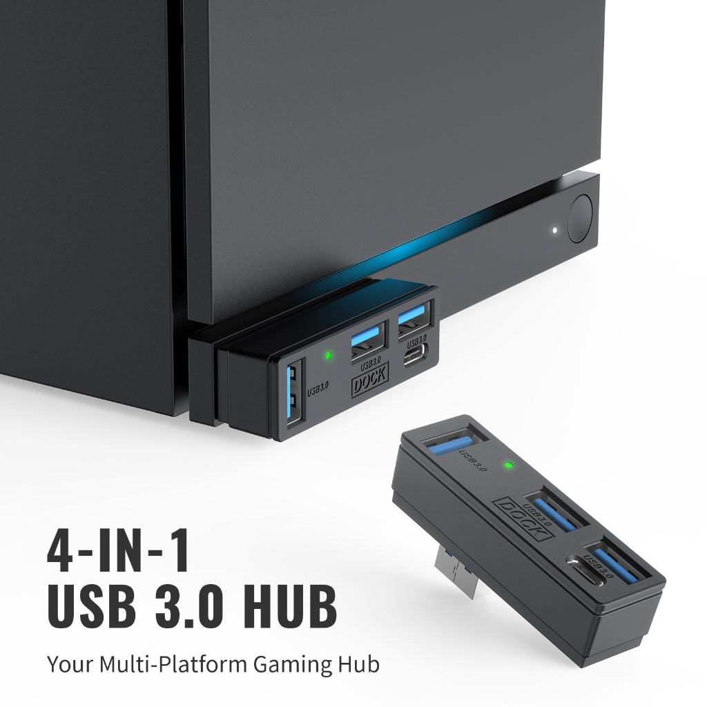 4 in 1 USB 3.0 Hub Splitter 5Gbps ความเร็วสูง 3 พอร์ต USB-A + พอร์ต USB-C แบบพกพา USB Expander สําหรับ PS5 Steam Machine PC แล็ปท็อป