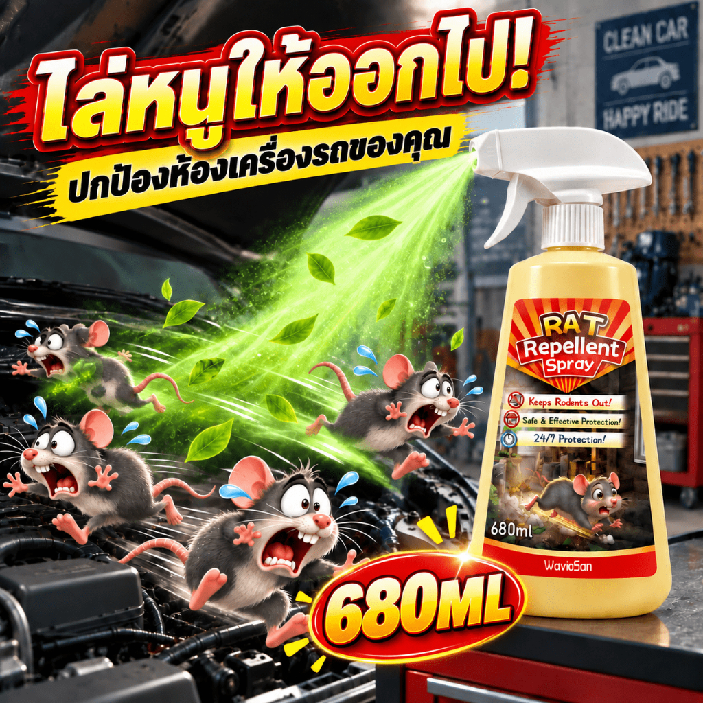 🐭ปกป้องสายไฟในห้องเครื่องรถ🐭GL สเปรย์ไล่หนูในห้องเครื่องยนต์ 680ML สเปรย์ ไล่หนู ใน รถยนต์ สเปรย์กันหนูในห้องเครื่อง
