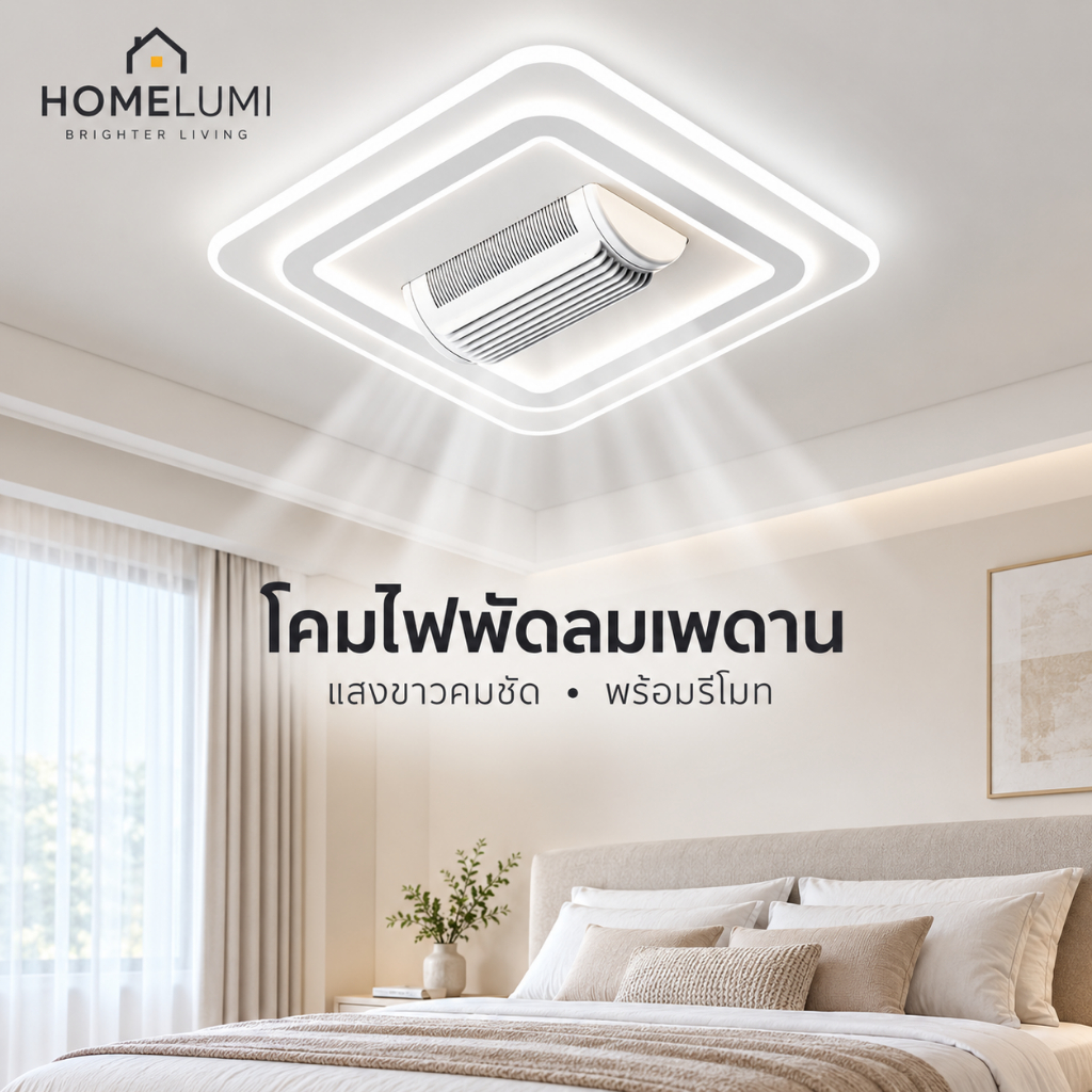 🎀2026 ใหม่🎀พัดลมเพดานไร้ใบพัด พัดลมเพดานพร้อมไฟ โคมไฟเพดาน LED 3 สี รีโมท หรี่แสงได้ เงียบ จับเวลา ประหยัดไฟ ติดตั้งง่าย ทนทาน สว่างสดใส เหมาะสำหรับห้องนอน คอนโด ห้องนั่งเล่น อพาร์ทเมนต์ พร้อมส่งจากกรุงเทพ HOMELUMI