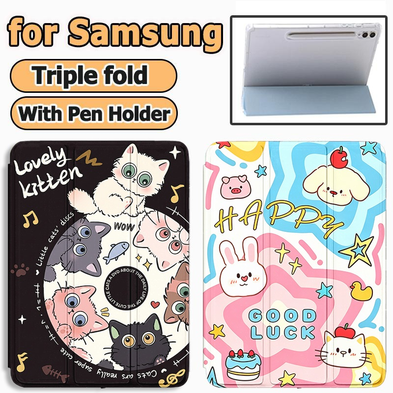 เคสฝาพับ for Samsung Galaxy Tab S6lite S7 S8 S9 S10 S7FE S9FE S9FE A8 A9 A9 เคส for Samsung Galaxy Tab S8 + S7+ S9+ case for Samsung เคสฝาพับ มีช่องใส่ปากกา