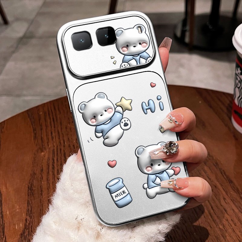 YBD สําหรับ Infinix สมาร์ท 10 Plus Tecno Spark Slim KM7k X6725B X6725B_C Kawaii น่ารัก 3D หมีสีขาวกา