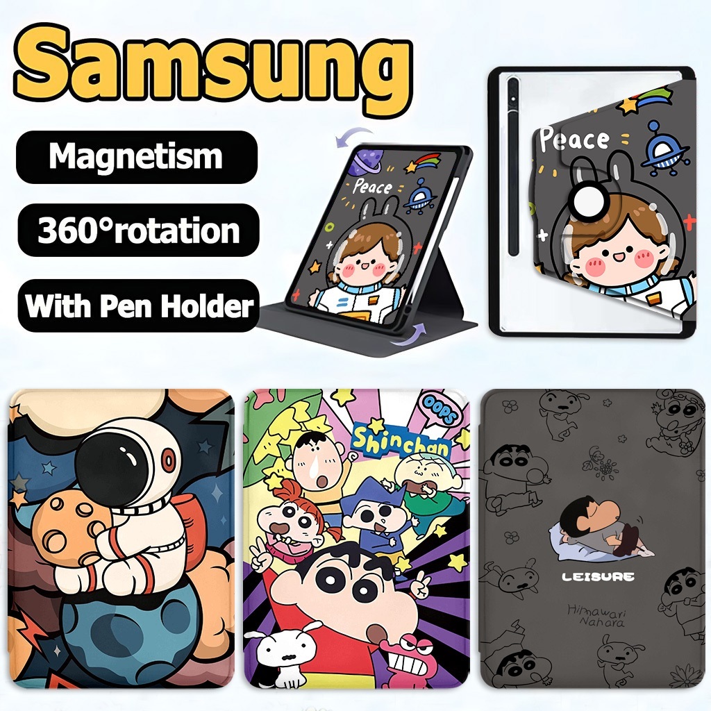เคสหมุนได้ 360° เคส Samsung Galaxy Tab S8 S7 S9 S7FE S9FE S9FE+ Galaxy Tab S9+ S8+ S7+ S10FE S10lite A8 A9 A11 A9+ A11+ S6Lite A7Lite Right pen เคสฝาพับ Samsung case