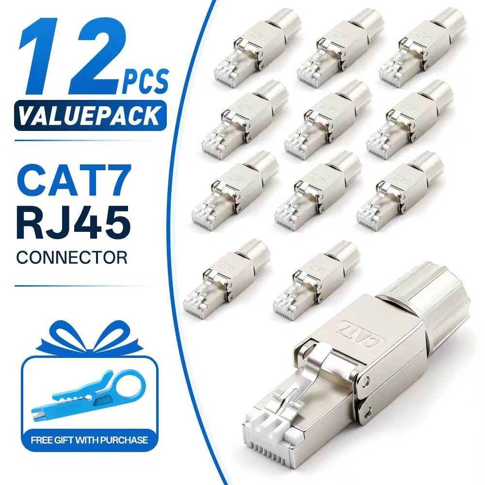 BYXGD CAT7 เครื่องมือฟรี RJ45 Connector Shielded โลหะผสมสังกะสี Modular ปลั๊ก 10Gbps Reusable Field 