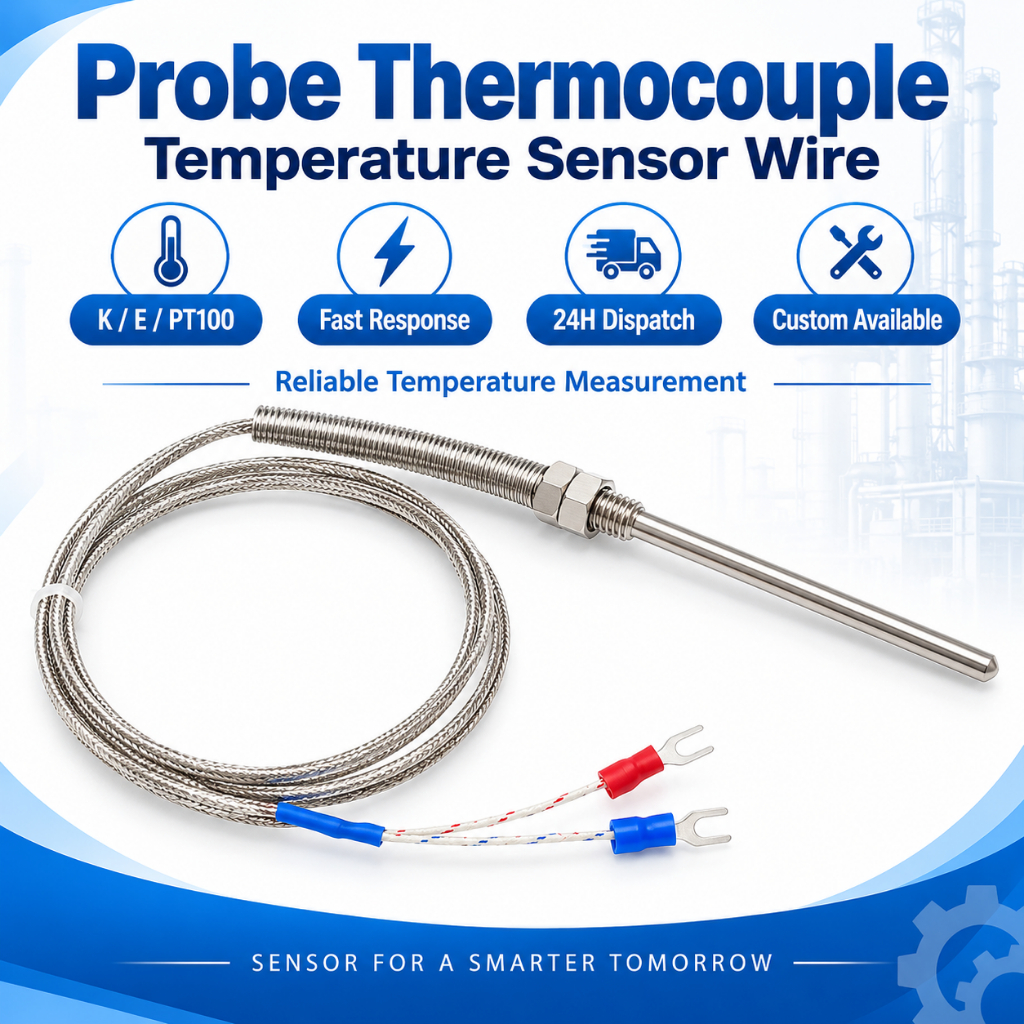 Thermocouple K-Type Temperature Sensor อุณหภูมิควบคุม Probe PT100 อุณหภูมิ Sensing Line CU50 Probe ประเภท E-Type อุณหภูมิสูง Probe