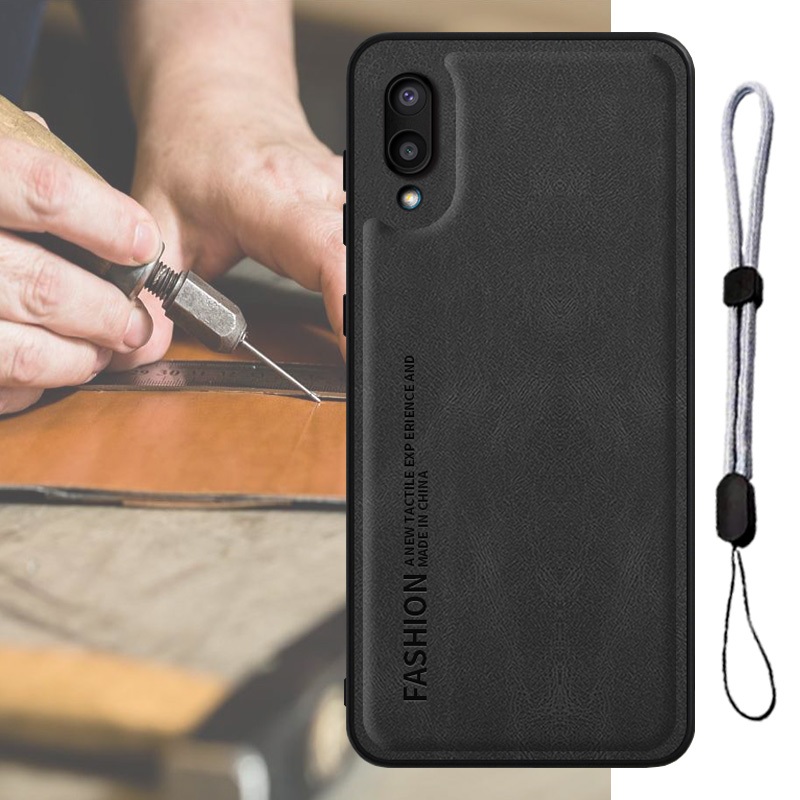 ซองหนังหรูหราสําหรับ Samsung A02 M02 พร้อมเชือกคล้องโทรศัพท์แบบปรับได้