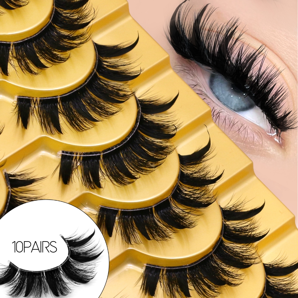 GROINNEYA Cat Eye Lashes Full Volume Fake Mink Lashes Faux Mink Thin Band Lashes Featherlight คุณภาพ