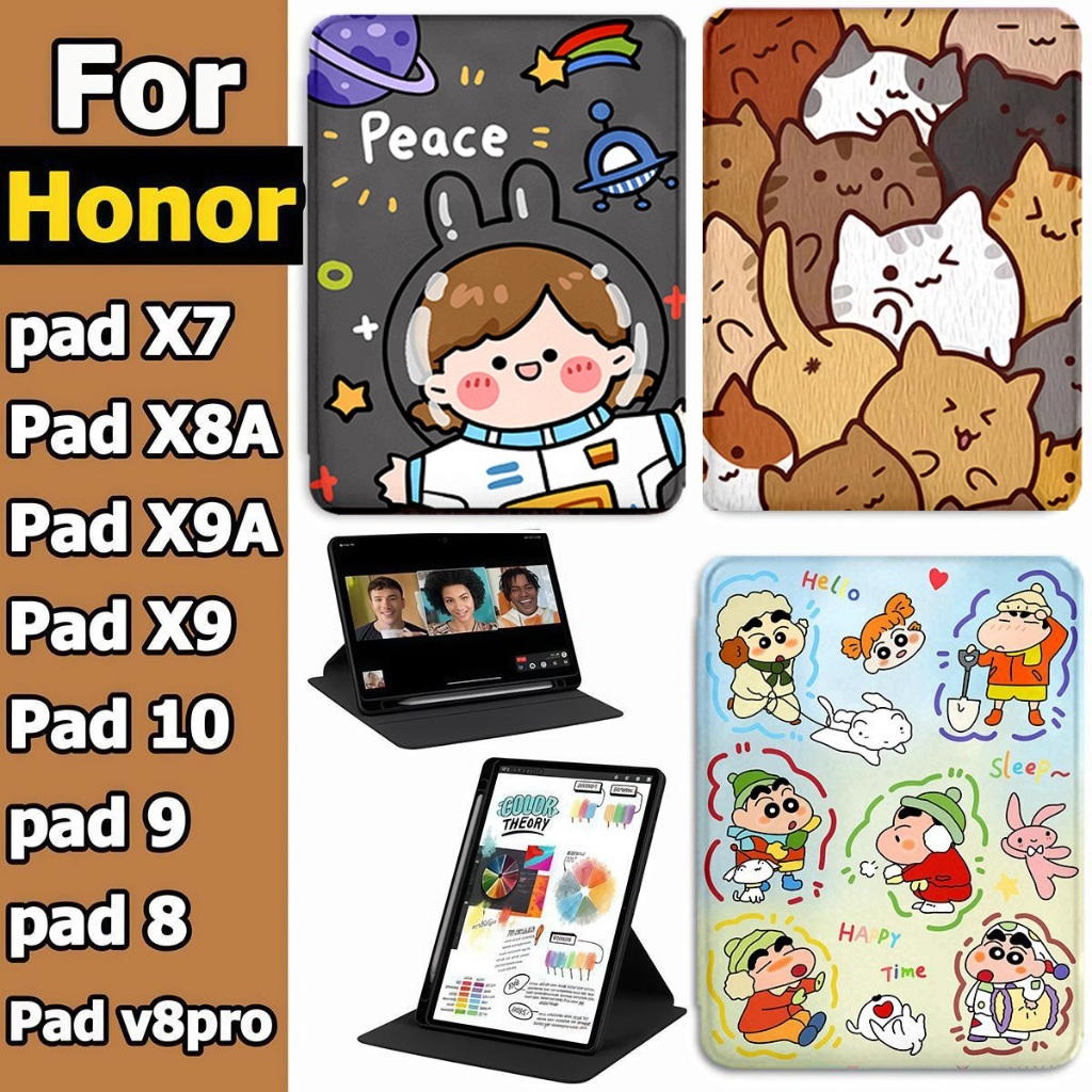 เคสฝาพับ หมุนได้ 360° Honor Pad 9 12.1นิ้ว / ออเนอร์ แพด X8A 11นิ้ว X9A ผู้ถือปากกาด้านขวา Honor Case For Honor Pad10 Pad X9 / X8Pro Spider-Man เคส