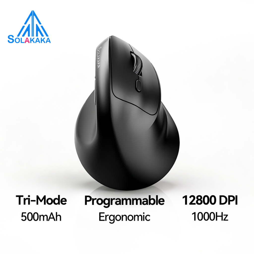 SOLAKAKA SM520 เมาส์ไร้สาย Ergonomic Vertical Mouse Wireless 12800DPI เมาส์เพื่อสุขภาพ เมาส์แนวตั้งไร้สาย ไร้เสียง รุ่น