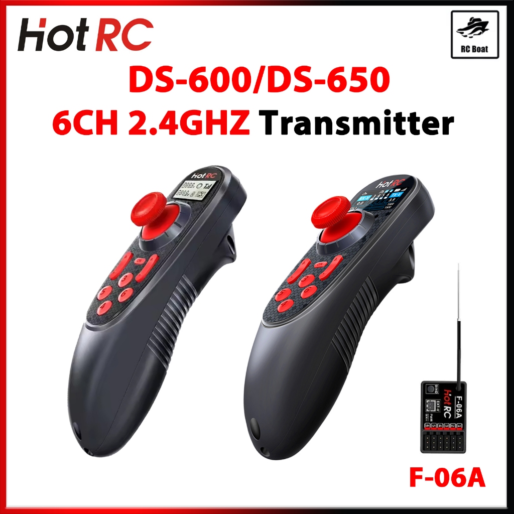 HOTRC DS-600 DS-650 6CH 2.4GHz RC เรือ FHSS วิทยุระบบเครื่องส่งสัญญาณ F-06A 6CH PWM Receiver สําหรับ
