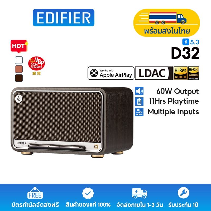 Edifier D32 ลำโพงไร้สายตั้งโต๊ะ, การรับรอง Hi-Res Audio และ Hi-Res Audio Wireless, กำลังขับออกทั้งหม