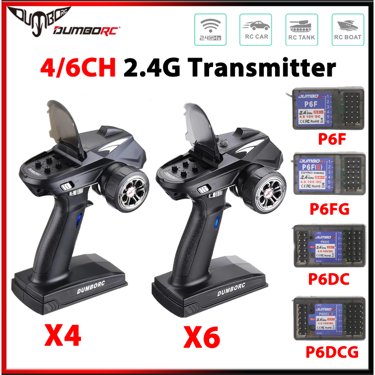 DUMBORC X4 X6 4CH 6CH 2.4G เครื่องส่งสัญญาณรีโมทคอนโทรล P6F P6FG P6DC P6DCG 6CH Gyro Receiver สําหรั