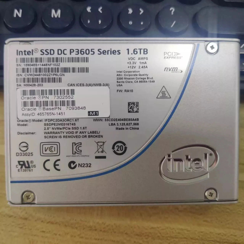 SSD 1.6TB Intel Series P3605 U2 MLC PCIE 2.5 "โซลิดสเตตไดรฟ์ SSDPE2ME016T4S
