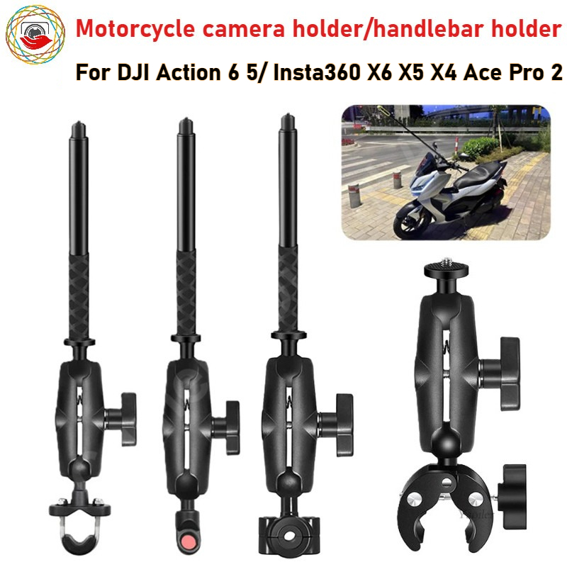 สําหรับ Insta360 X6 X5 X4 X3 รถจักรยานยนต์ Selfie Stick Handlebar mount สําหรับ DJI Action 6 5 4 / Gopro 13 12 กล้อง / 360 กล้องรถจักรยานยนต์ Mount