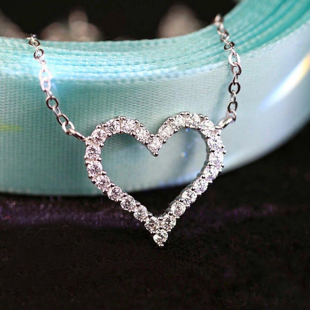 เปิดหัวใจจริง Moissanite สร้อยคอ GRA S925 เงินสเตอร์ลิง 2ct 1.2ct 0.3ct สีขาว D Moissanite จี้สําหรั