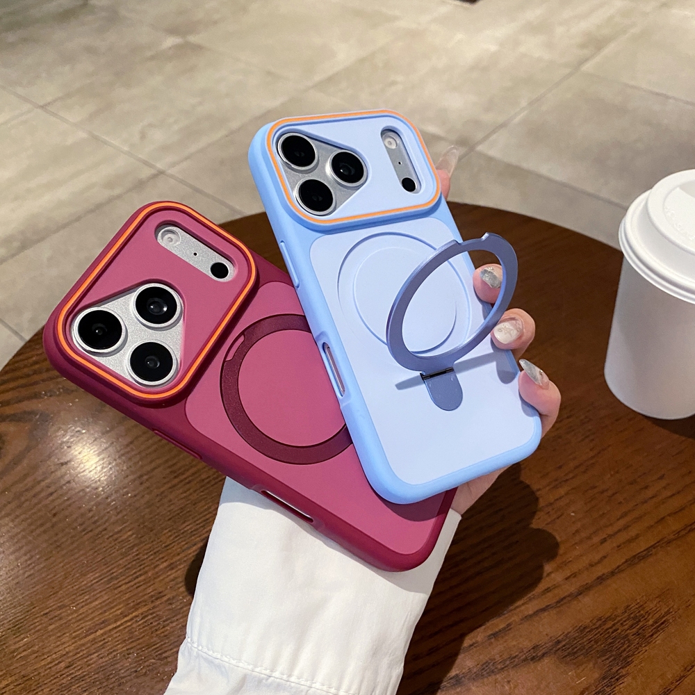 Matte Stand Case สําหรับ iPhone 18 17 pro max 16 15 14 13 12 11 Magneitc ปลอกกันกระแทกกล้องป้องกัน Hard Cover
