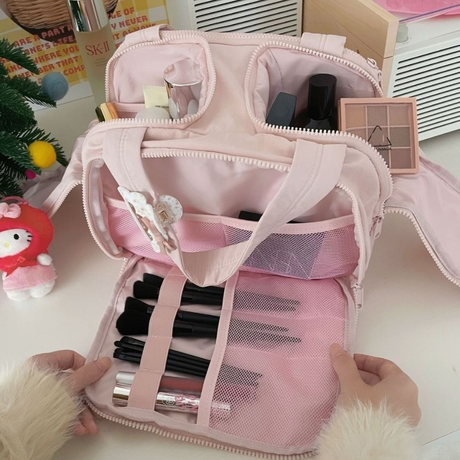 กระเป๋าผ้าฝ้าย ความจุขนาดใหญ่ กระเป๋าเครื่องสำอาง กันน้ำ Cosmetic Bag